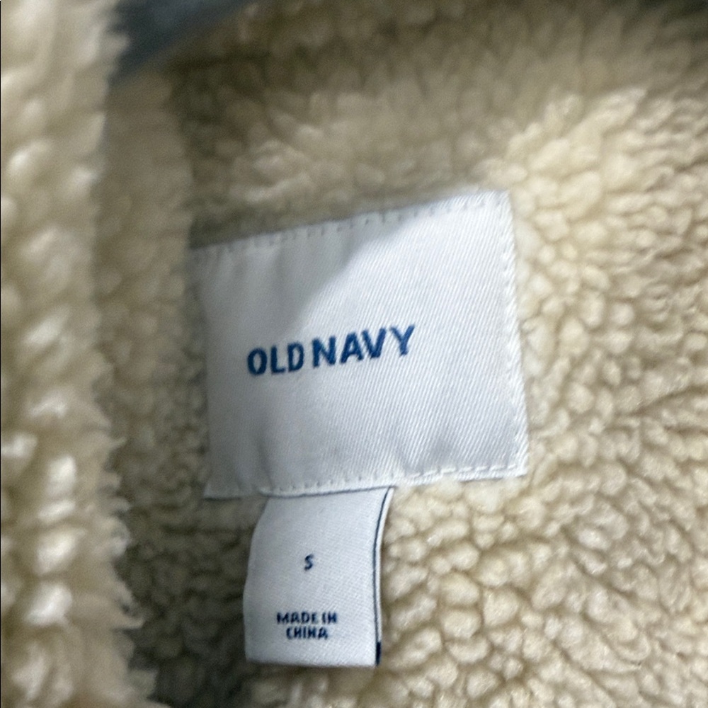 Old Navy Blue Denim Jacket with Cream Sherpa Collar Size S - Picture 4 of 7